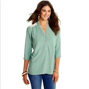 Matilda Jane Women's Enticing Eyelet Popover Polka Dot Mint Green/White Size XS